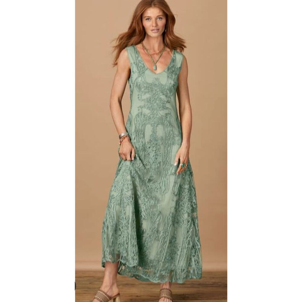 Sundance Green Embroidered Madelyn Mae Maxi Dress NWT